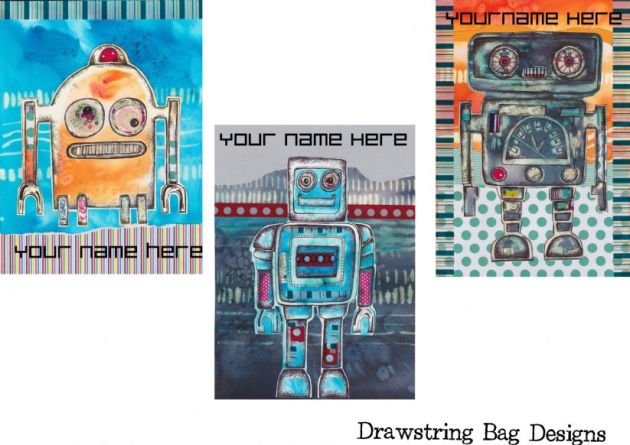 personalised drawstring bag_robots